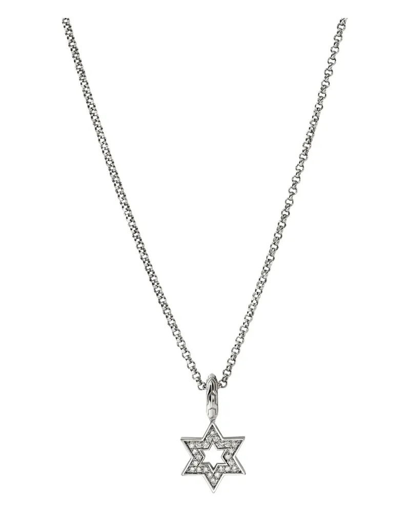 John Hardy sterling silver Star Of David diamond necklace - Silber Silber