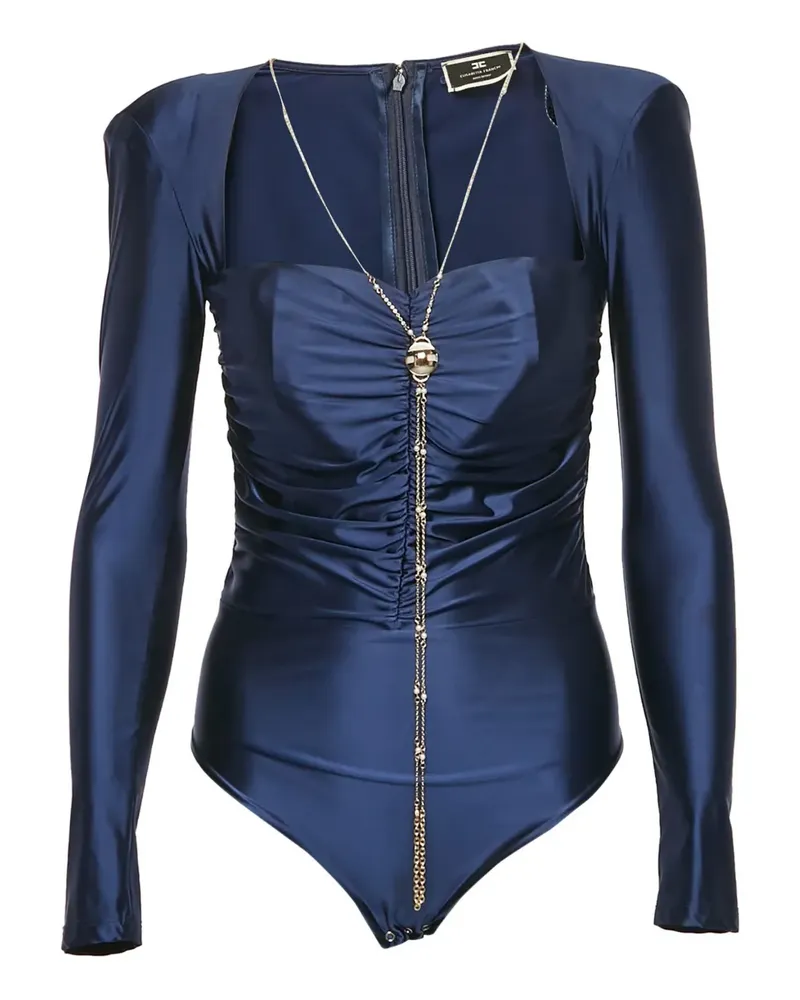 Elisabetta Franchi Langärmeliger Body aus Satin - Blau Blau