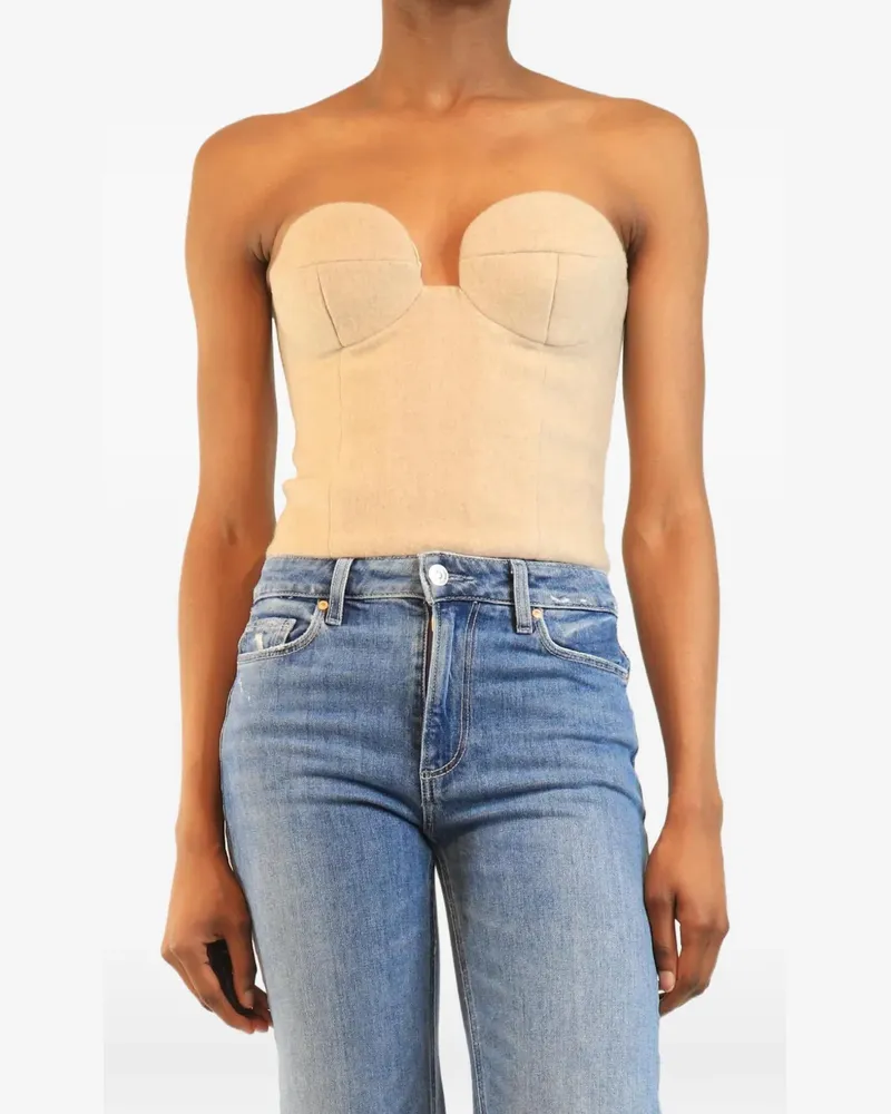 Magda Butrym strapless cashmere top - Nude Nude