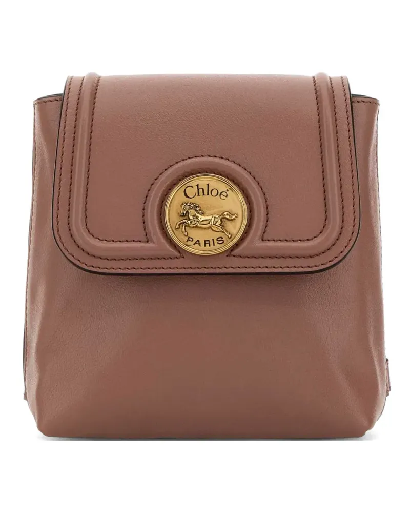 Chloé logo-plaque leather backpack - Braun Braun