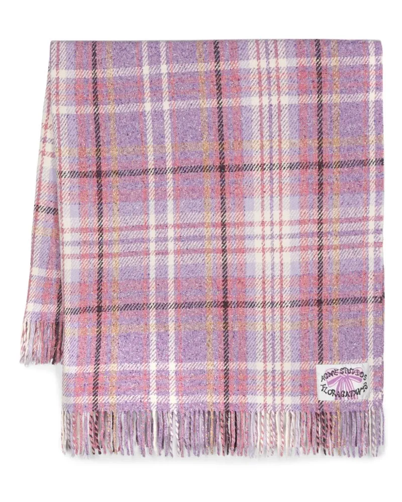 Acne Studios Karierter Strickschal Violett