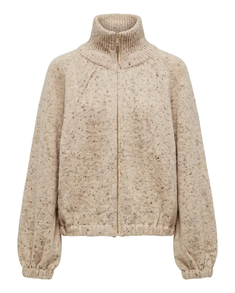 Fabiana Filippi flecked-pattern zip-up sweatshirt - Nude Nude