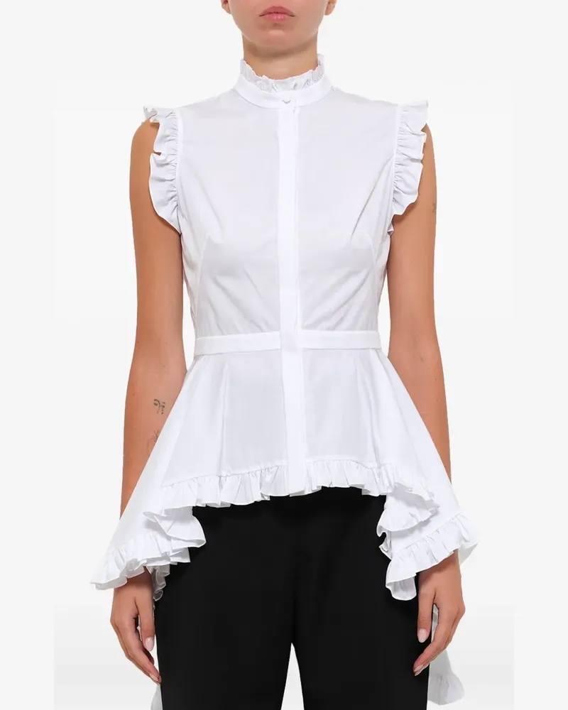 Alexander McQueen Bluse mit Schößchen - Weiß Weiß