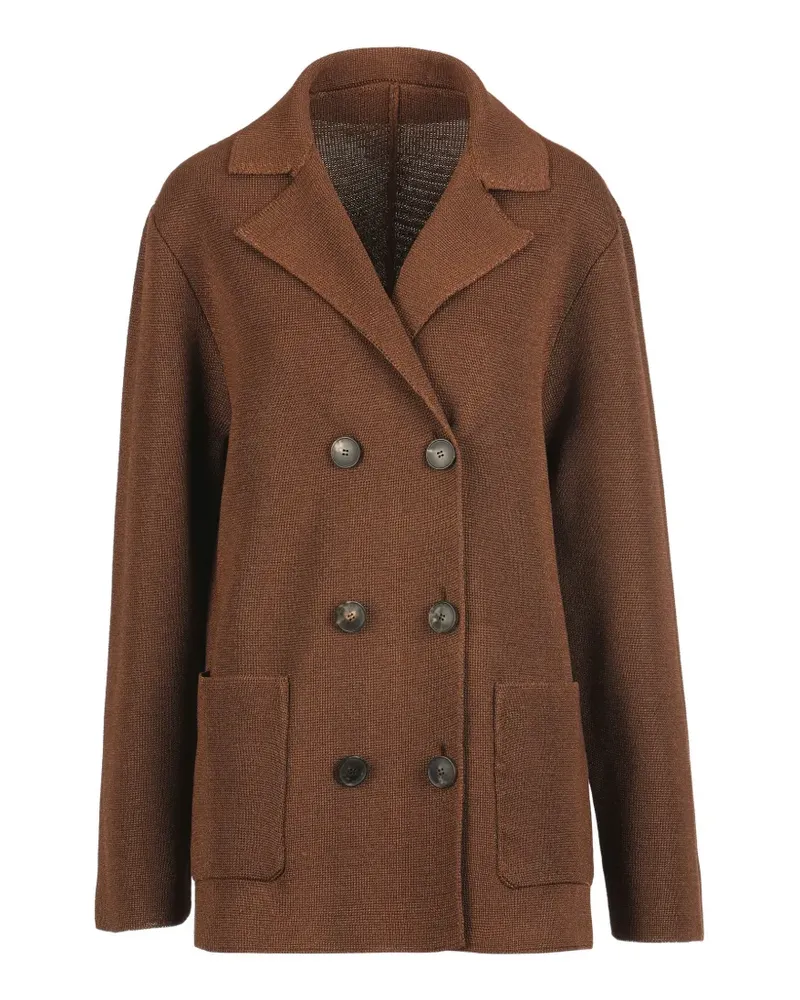 Luisa Spagnoli Commissario double-breasted knitted peacoat - Braun Braun