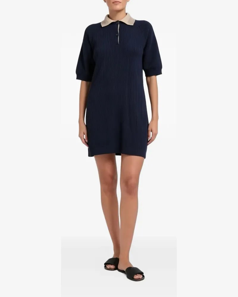 Brunello Cucinelli Midikleid aus geripptem Strick - Blau Blau