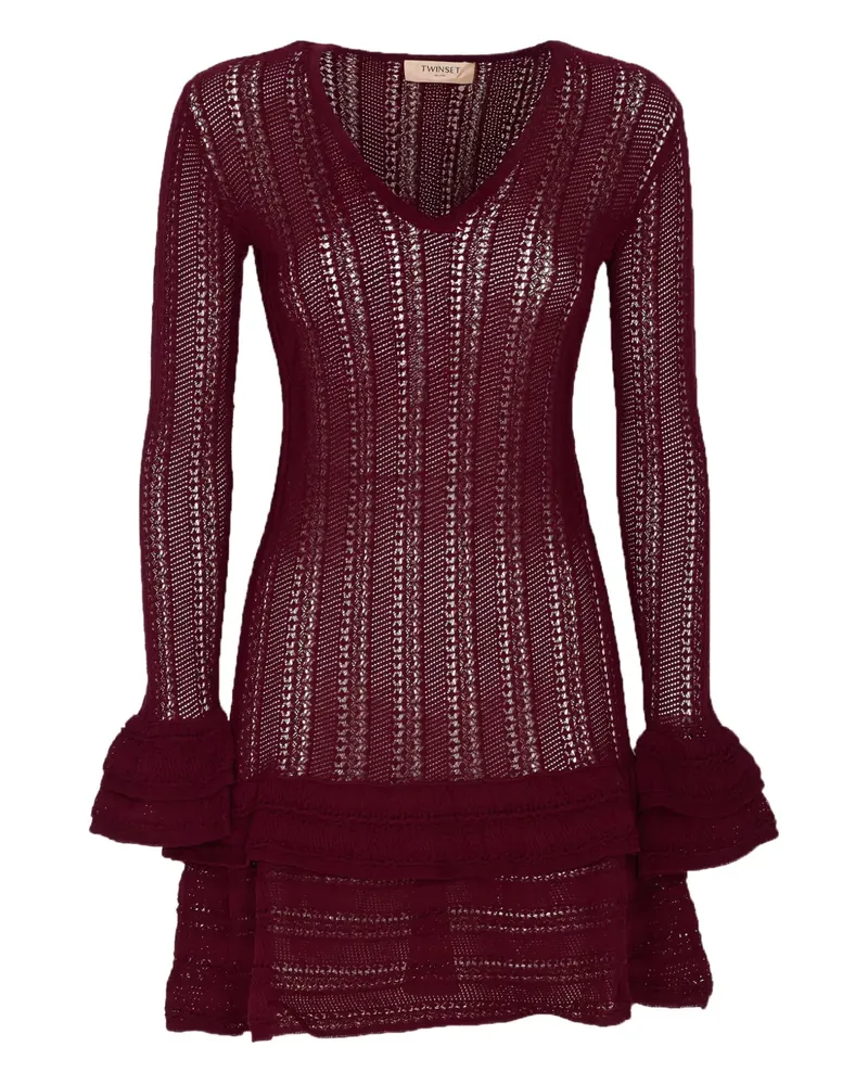 Twin-Set Strickkleid mit V-Ausschnitt - Rot Rot