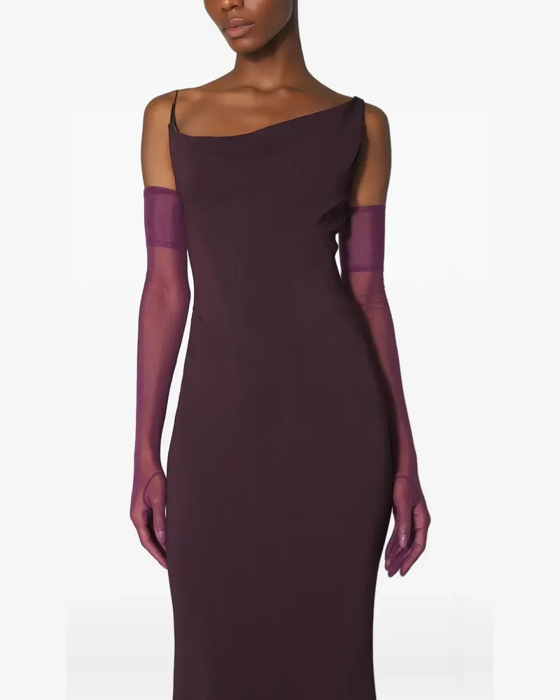 Thierry Mugler Maxikleid mit asymmetrischen Schultern - Violett Violett