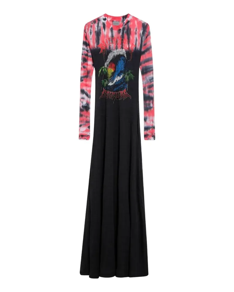 Balenciaga Extreme graphic-print tie-dye maxi dress - Schwarz Schwarz