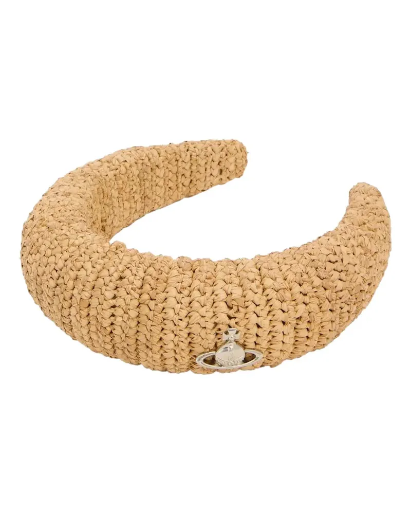 Vivienne Westwood Orb-plaque woven raffia headband - Nude Nude