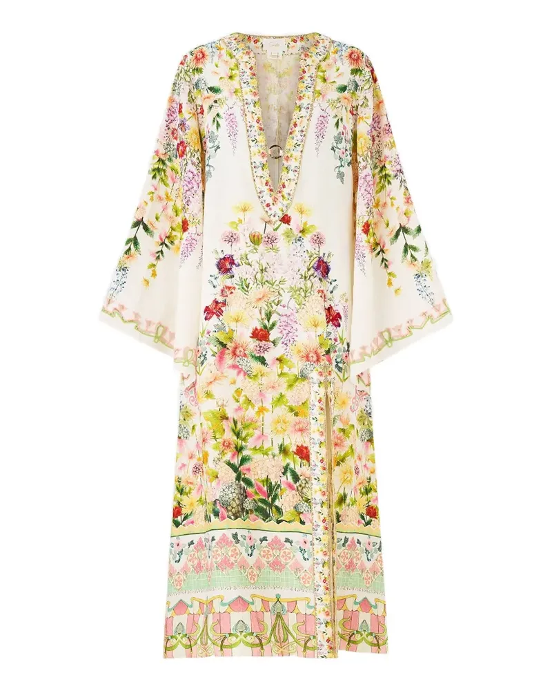 Camilla Blumenkleid mit tiefem V-Ausschnitt - Nude Nude