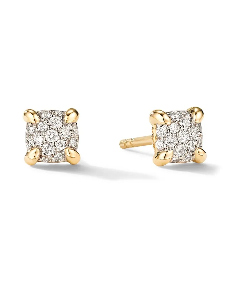 David Yurman 18kt Petite Chatelaine Gelbgoldohrstecker mit Diamanten 5mm - Silber Silber
