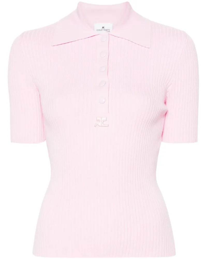 Courrèges Geripptes Strickoberteil - Rosa Rosa