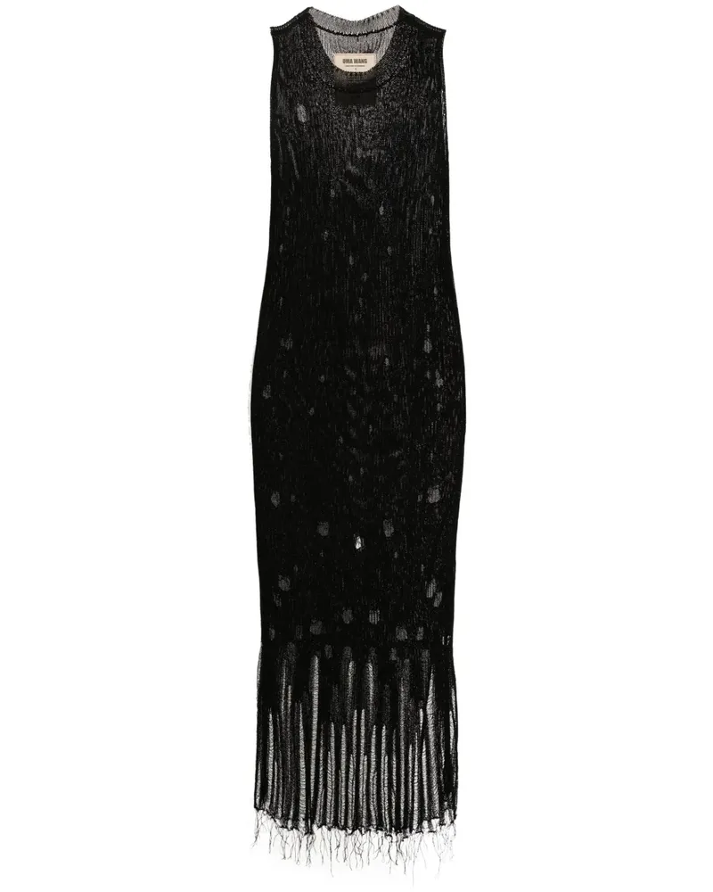 Uma Wang Maxikleid in Distressed-Optik - Schwarz Schwarz