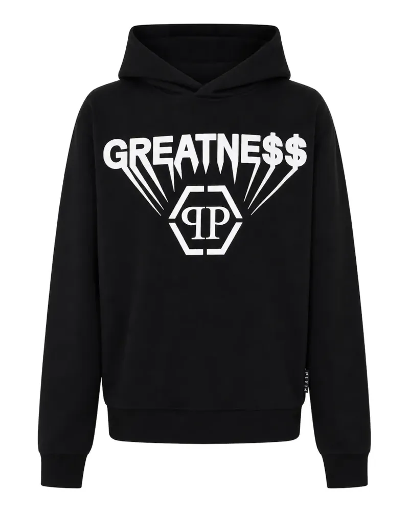 Philipp Plein printed fleece hoodie Greatness - Schwarz Schwarz