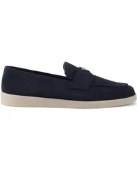 Prada Loafer aus Wildleder mit Logo Blau