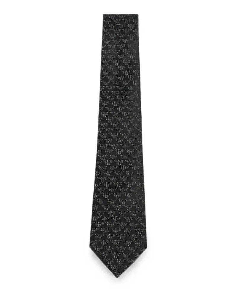 Emporio Armani logo-pattern tie - Schwarz Schwarz