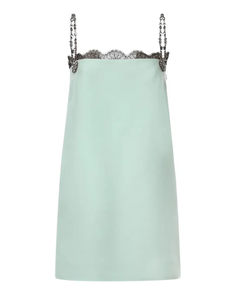 Valentino Garavani lace-trim crystal-embellished mini dress - Grün Grün