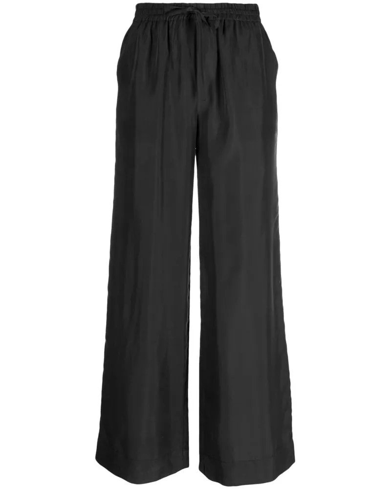 P.A.R.O.S.H. P.A.R.O H. Weite Cropped-Hose aus Seide Schwarz