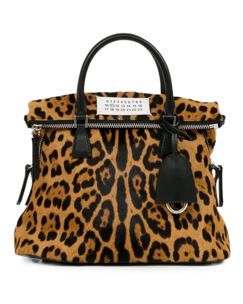 Maison Margiela Mini 5AC Tasche mit Leoparden-Print - Braun Braun