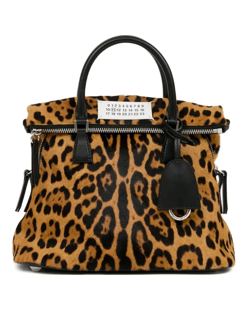 Maison Margiela 5AC Mini-Tasche mit Leoparden-Print - Braun Braun