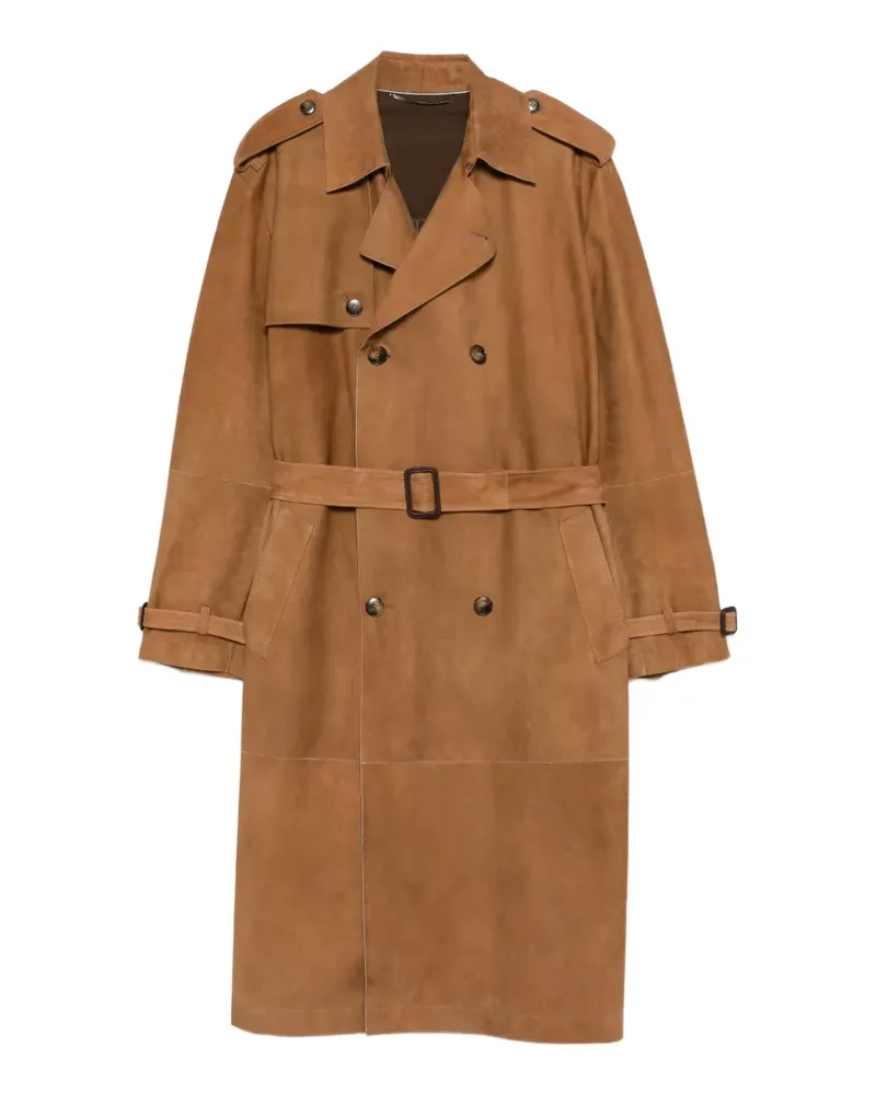 Canali belted double-breasted jacket - Braun Braun