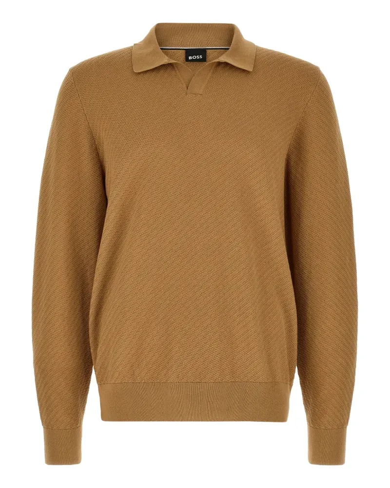 HUGO BOSS Lomarino diagonal-knit sweatshirt - Nude Nude