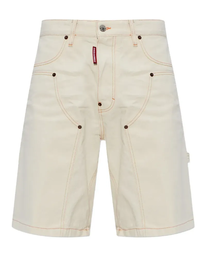 Dsquared2 Shorts mit Ziernähten - Weiß Weiß
