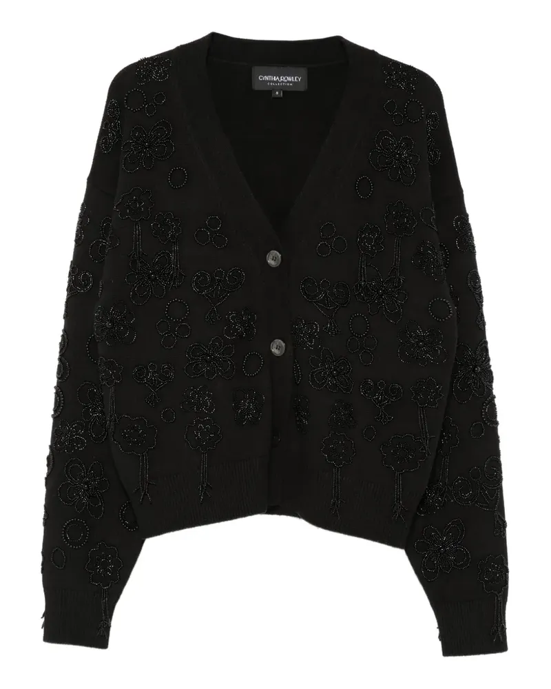 Cynthia Rowley Paloma bead-embellished floral cardigan - Schwarz Schwarz