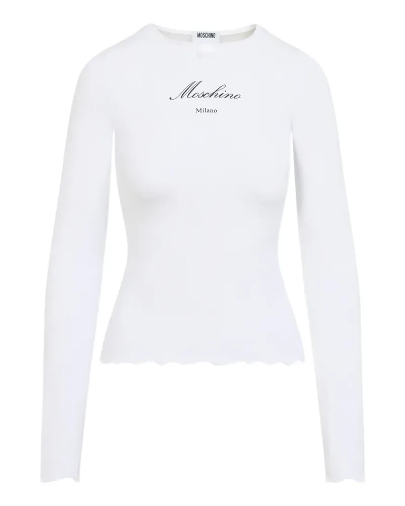 Moschino Langarmshirt mit Wellensaum - Weiß Weiß