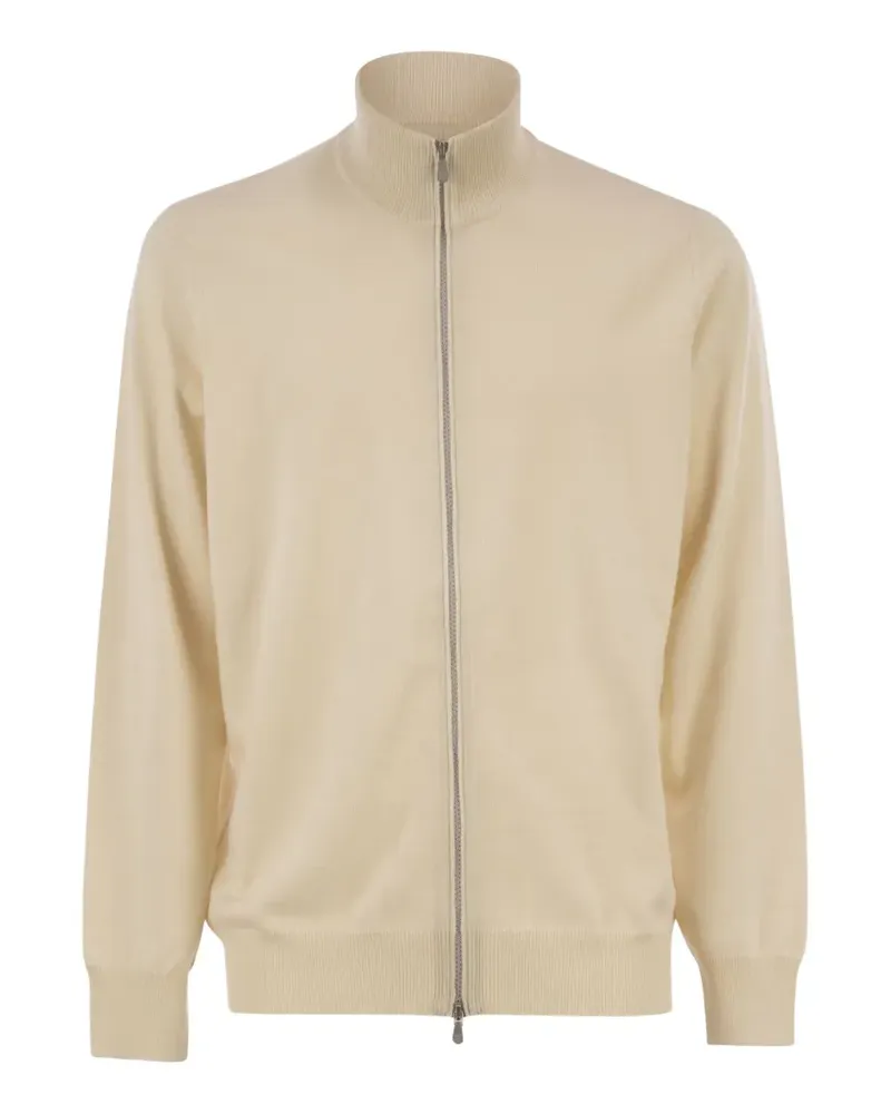Brunello Cucinelli high-neck zip-up cardigan - Nude Nude