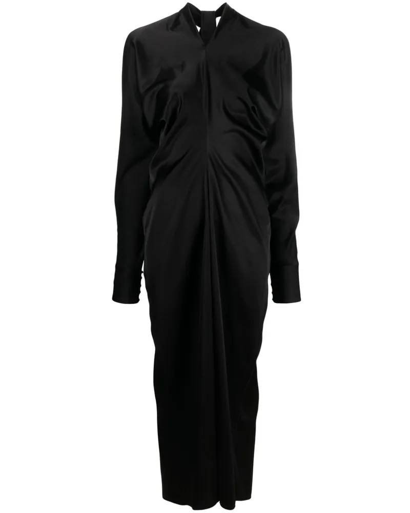 Lanvin Drapiertes Midikleid aus Satin - Schwarz Schwarz