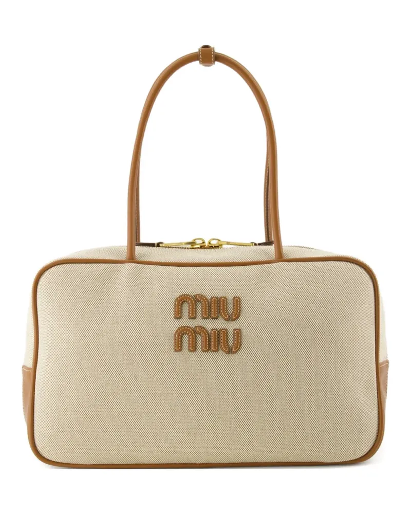 Miu Miu Shopper mit Logo-Stickerei - Nude Nude