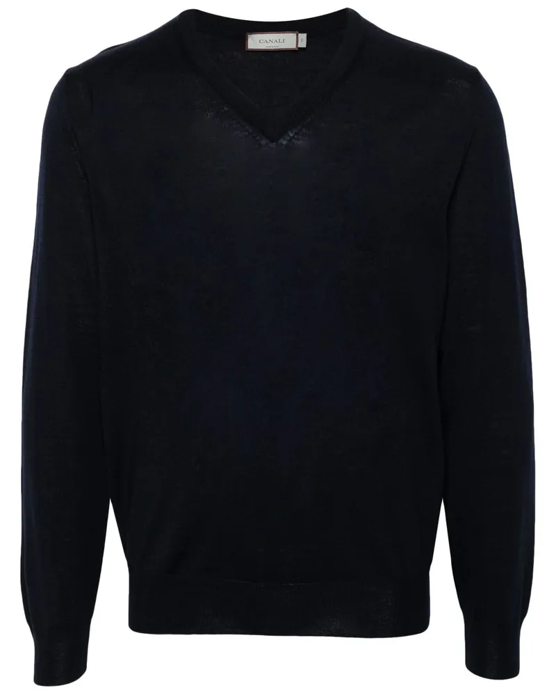 Canali Pullover aus Merinowolle - Blau Blau