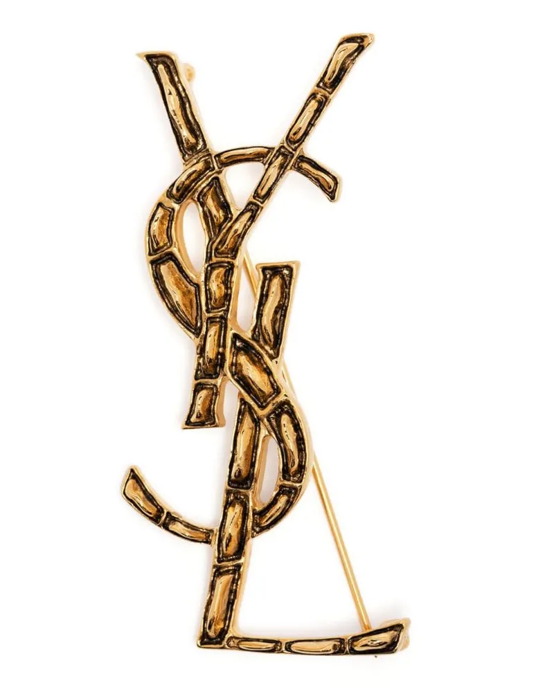 Saint Laurent Brosche mit Logo-Schild - Gold Gold
