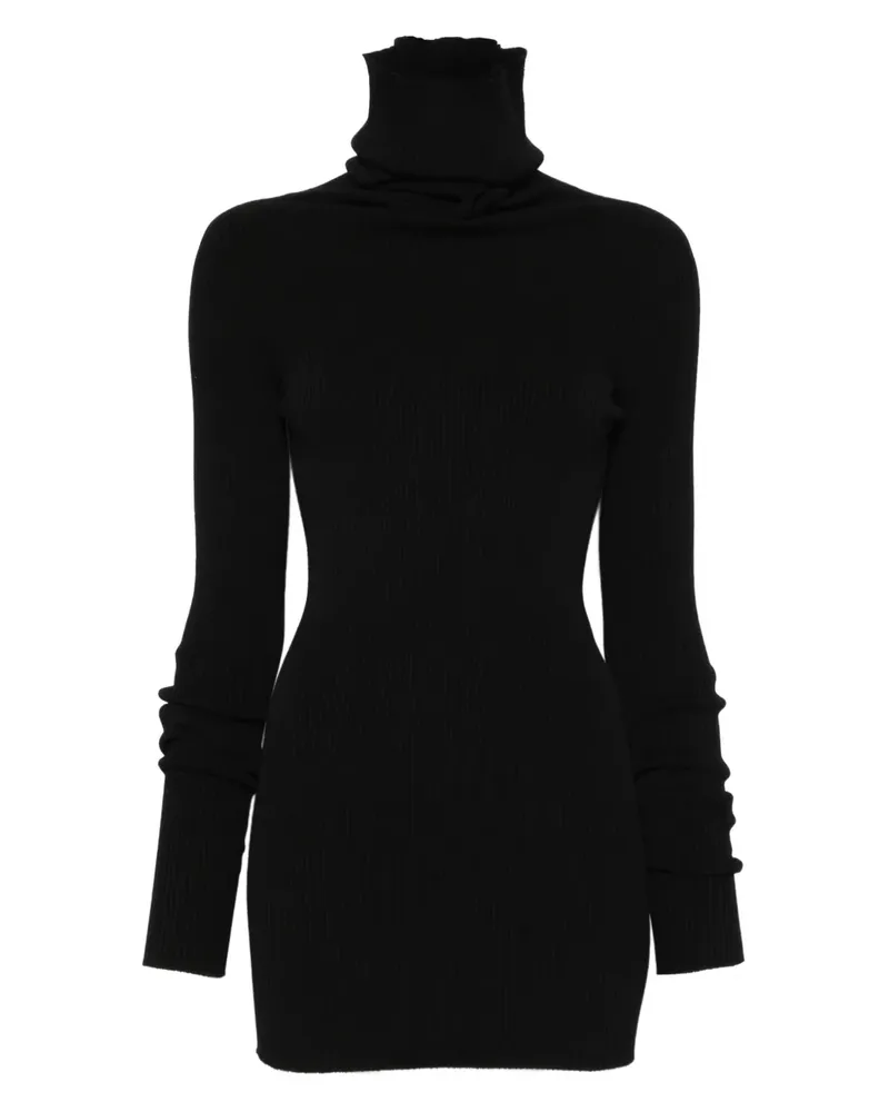 Rick Owens Gerippter Rollkragenpullover - Schwarz Schwarz