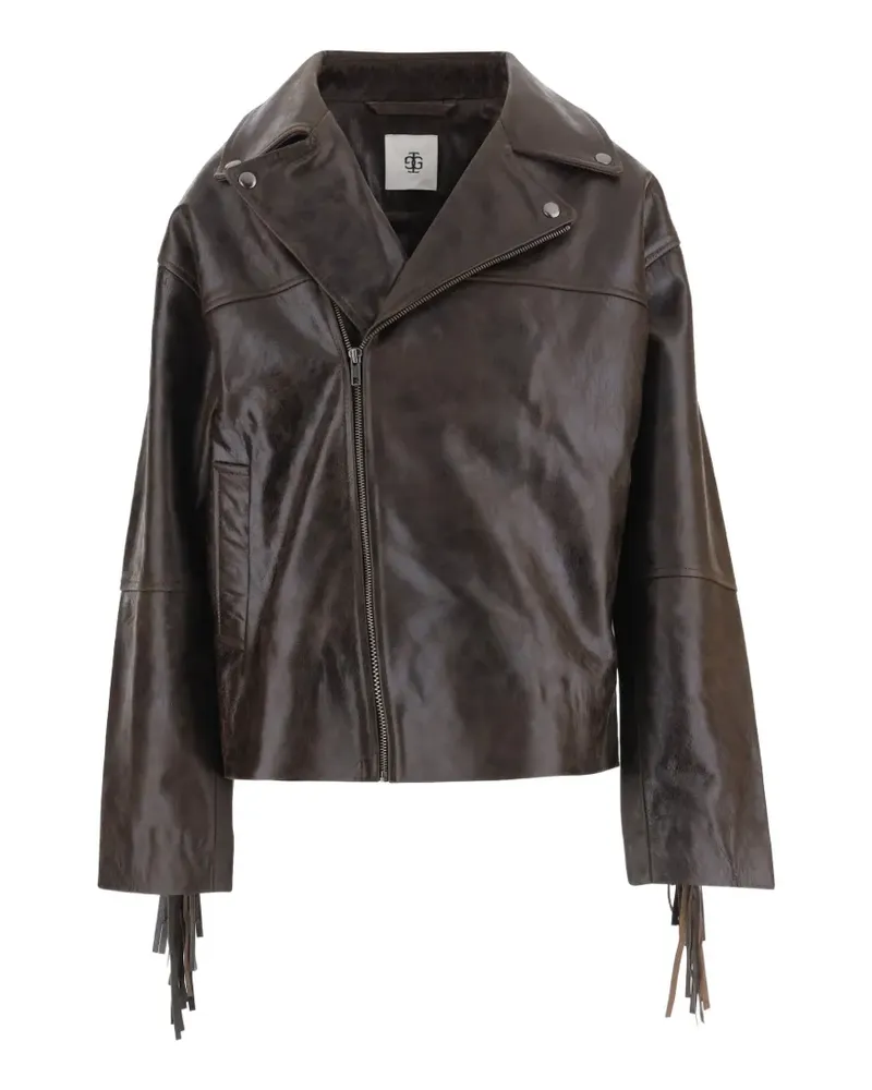 The Garment fringed leather biker jacket - Braun Braun