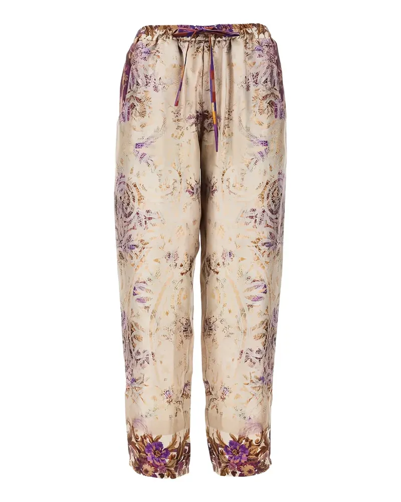 Pierre-Louis Mascia Aloe Hose mit Blumenmuster und Kordelzug - Nude Nude
