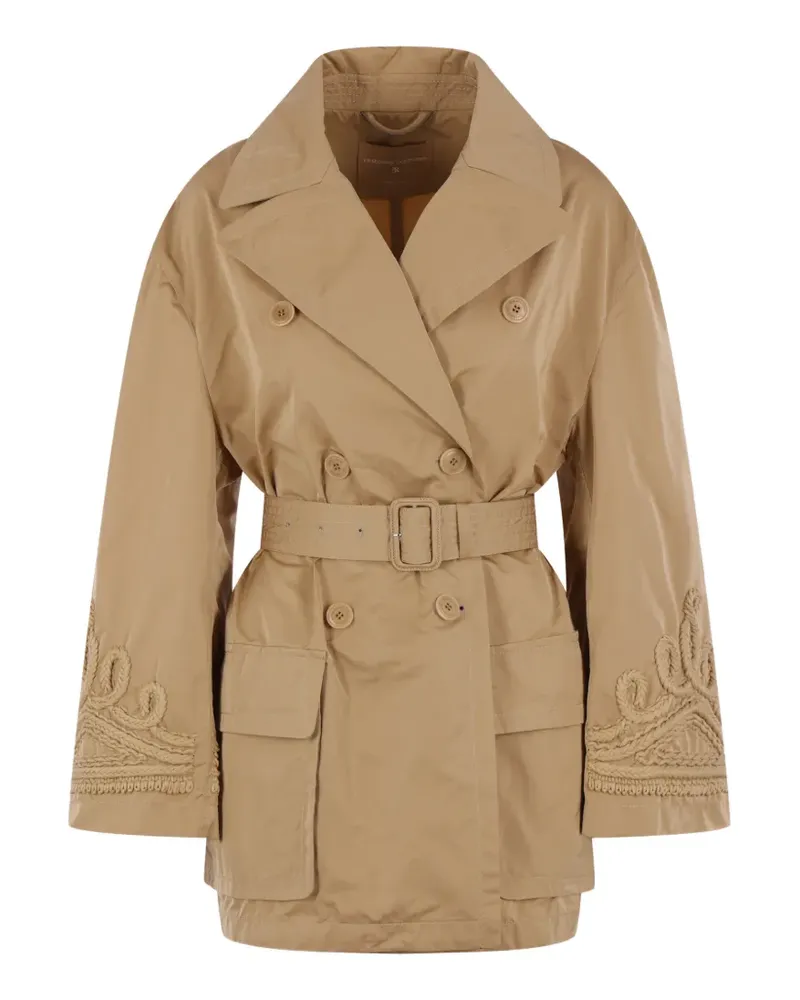 Ermanno Scervino embroidered belted trench coat - Nude Nude
