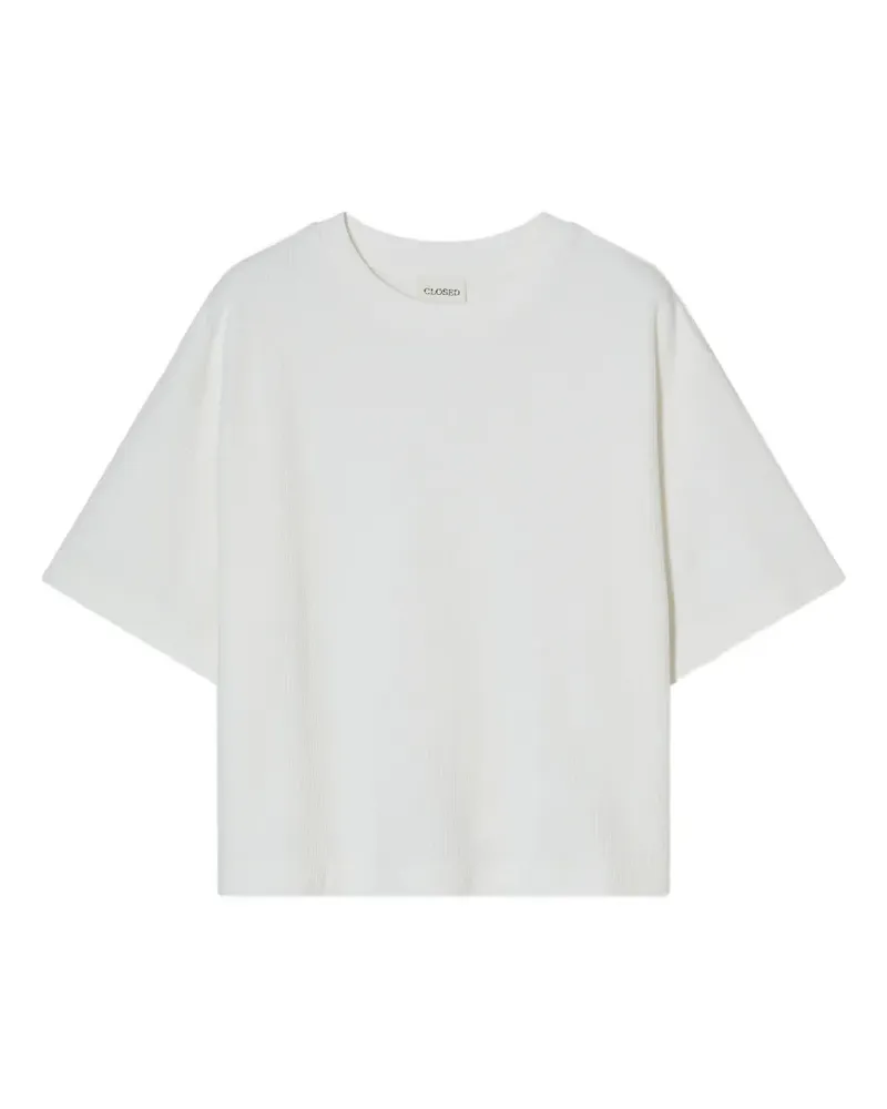Closed back-slit ribbed T-shirt - Weiß Weiß