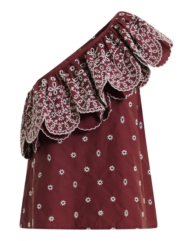 Essentiel Gerüschte One-Shoulder-Bluse - Rot Rot