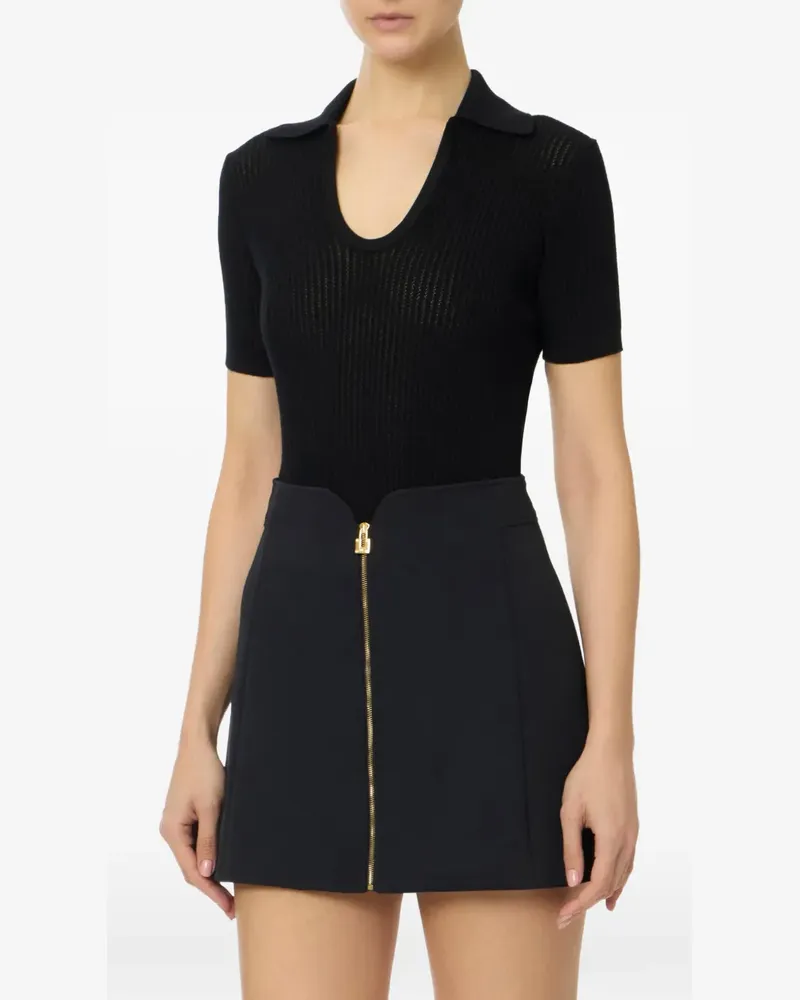 Elisabetta Franchi ribbed openwork T-shirt - Schwarz Schwarz