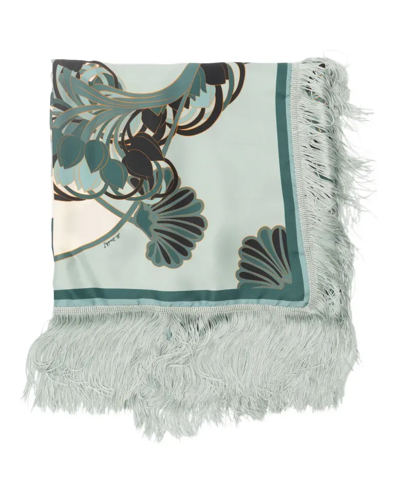 La DoubleJ blooming tulip fringed scarf - Blau Blau