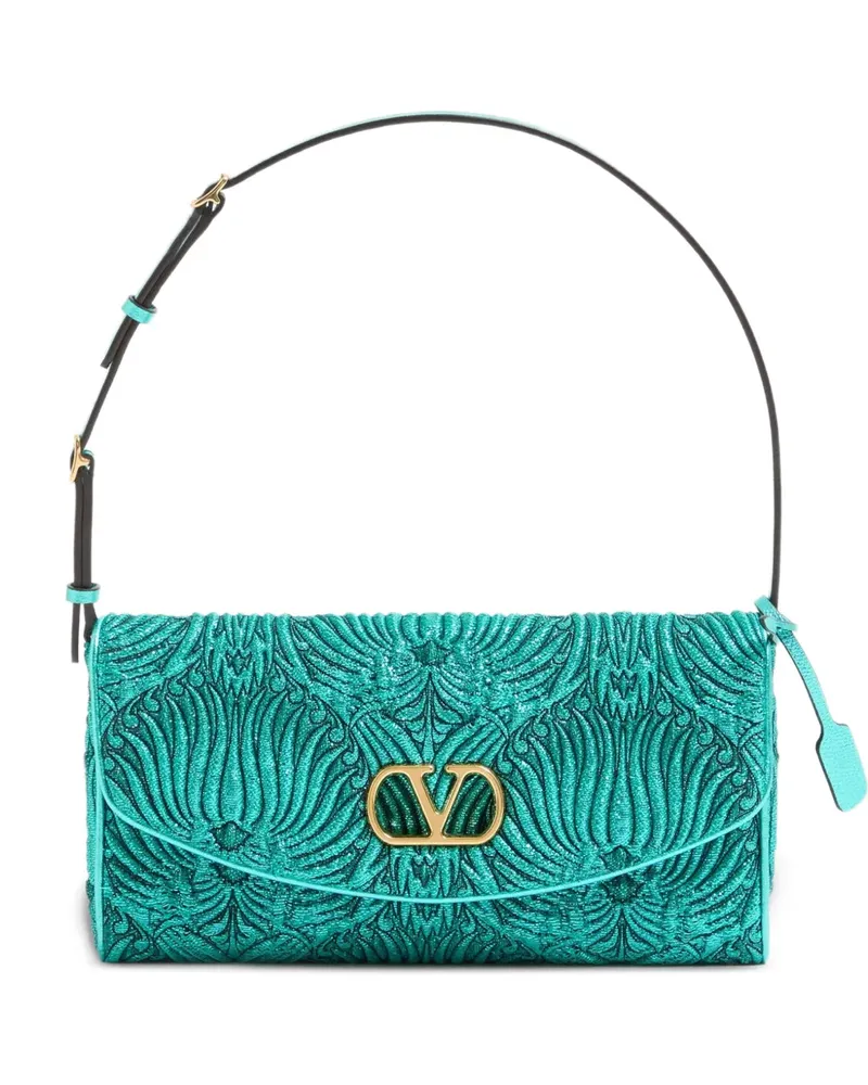 Valentino Garavani Kleine Devain Schultertasche aus Jacquard-Cloqué-Lurex - Grün Grün