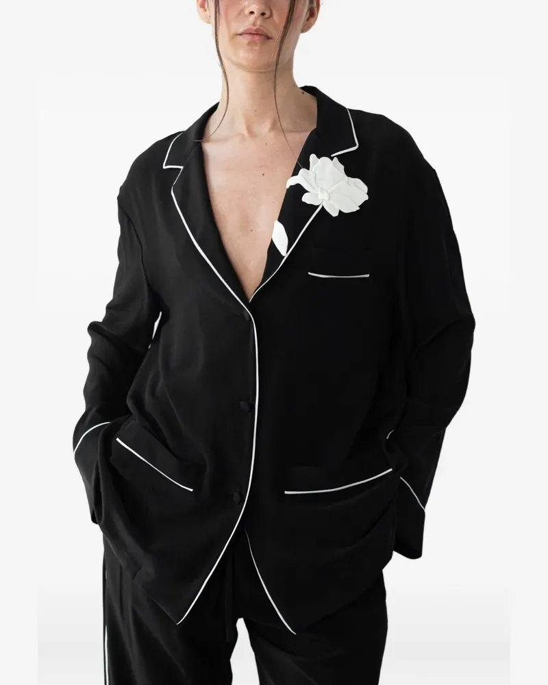 Valentino Garavani Pyjama-Oberteil mit Blumendetail - Schwarz Schwarz