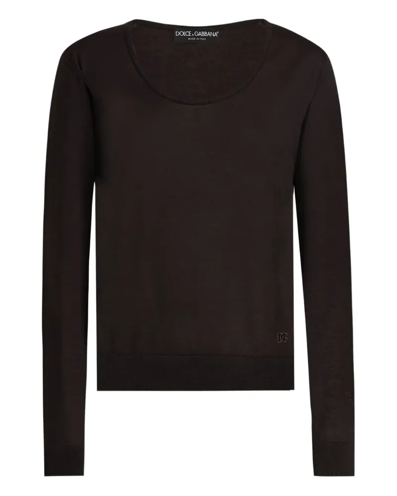Dolce & Gabbana Langarmshirt mit U-Ausschnitt - Braun Braun