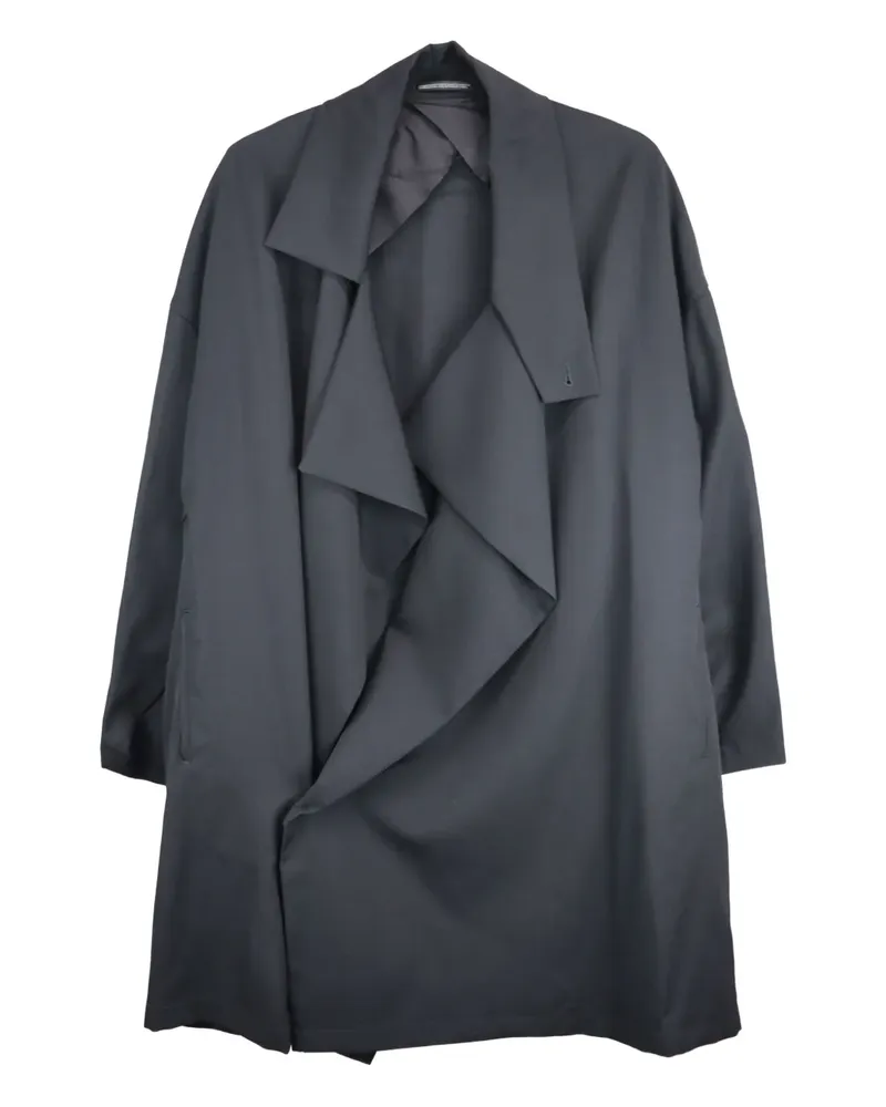 Yohji Yamamoto Mantel mit drapiertem Kragen - Schwarz Schwarz