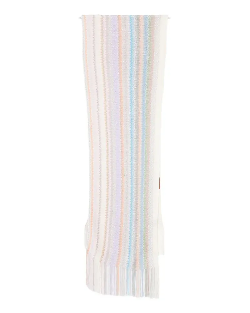 Missoni zig-zag fringed scarf - Nude Nude
