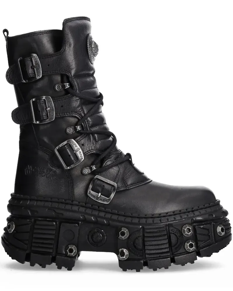 New Rock M-WALL373-S11 Plateau-Stiefel 100mm - Schwarz Schwarz