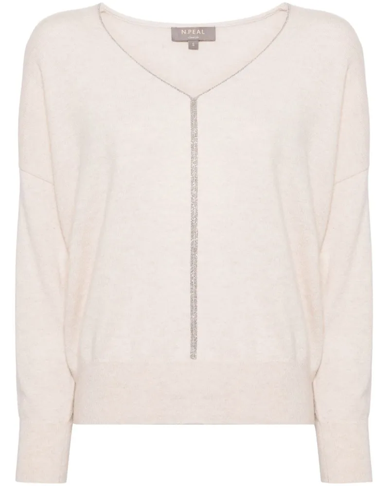 N.Peal Metal-Trim Pullover aus Kaschmir - Nude Nude