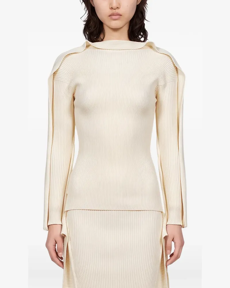 Issey Miyake Geripptes Oberteil - Nude Nude